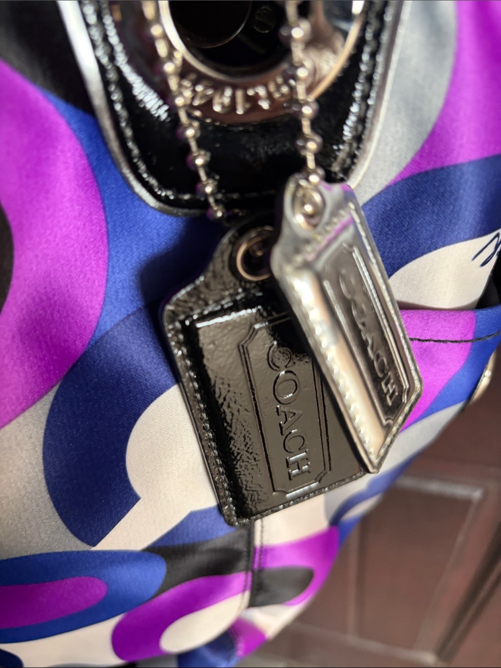 Coach Purple, Blue & Black Circle-Print Shoulder Tote - Picture 4 of 4